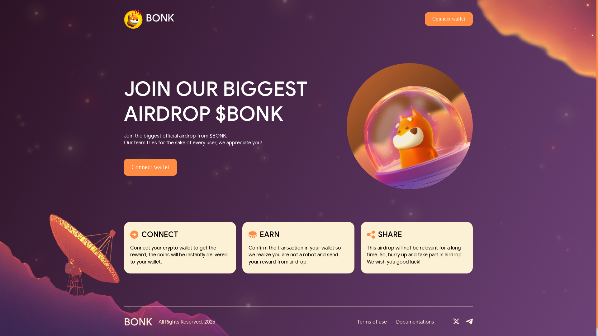 website screenshot of https://solana-bonk.com/
