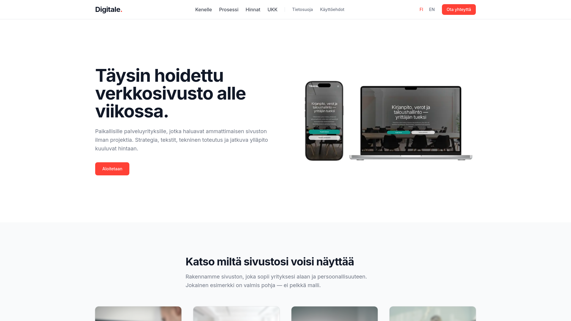 website screenshot of https://digitale.fi/