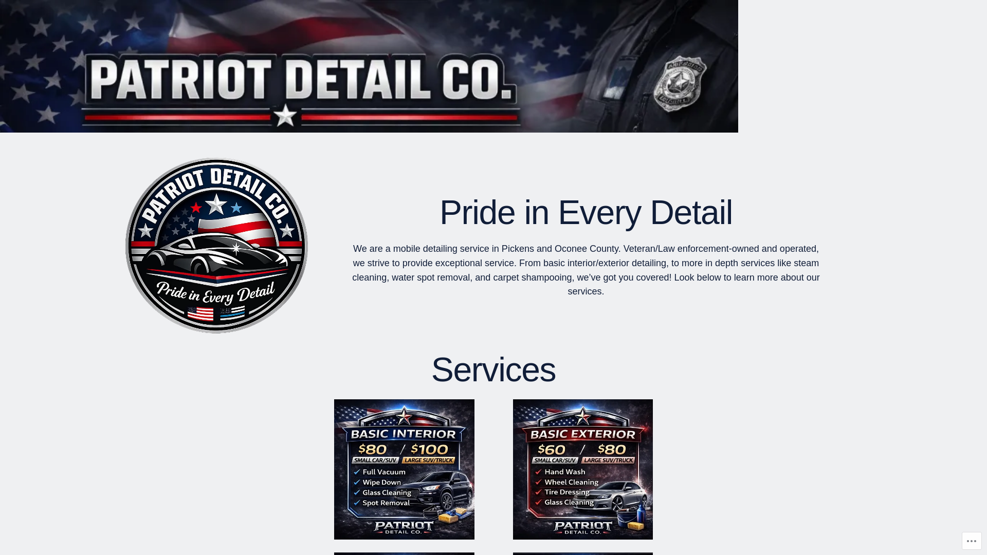 website screenshot of https://patriot-detailing-co.com