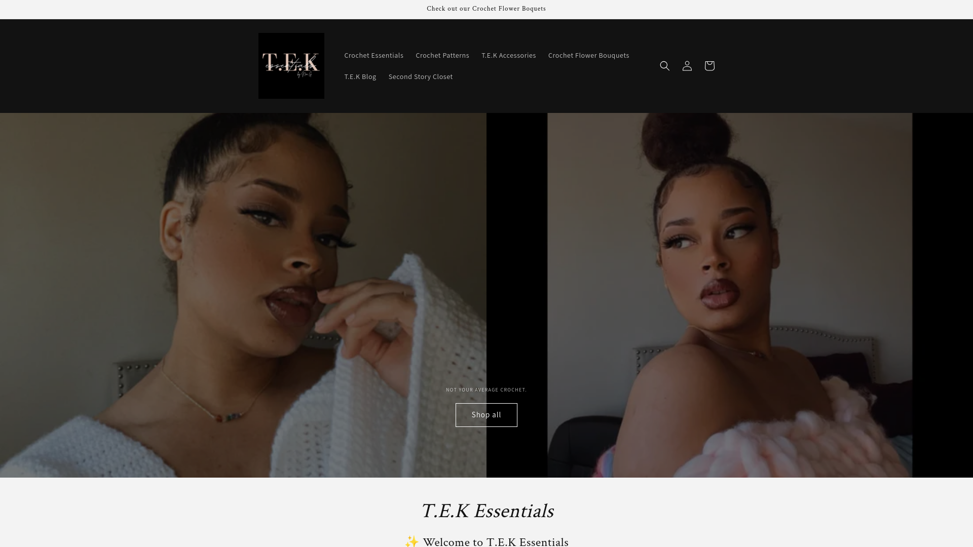 website screenshot of https://tekessentials.store