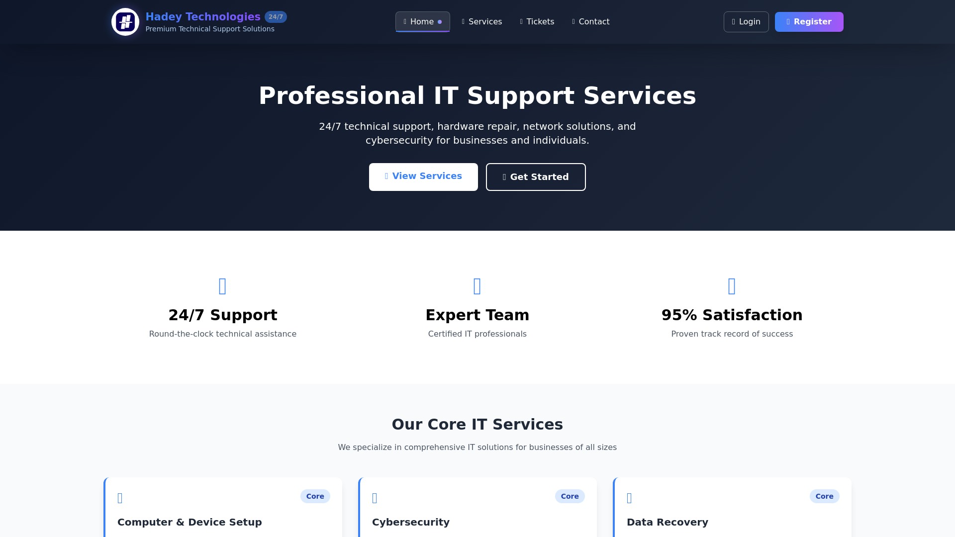website screenshot of https://hadeytech.com