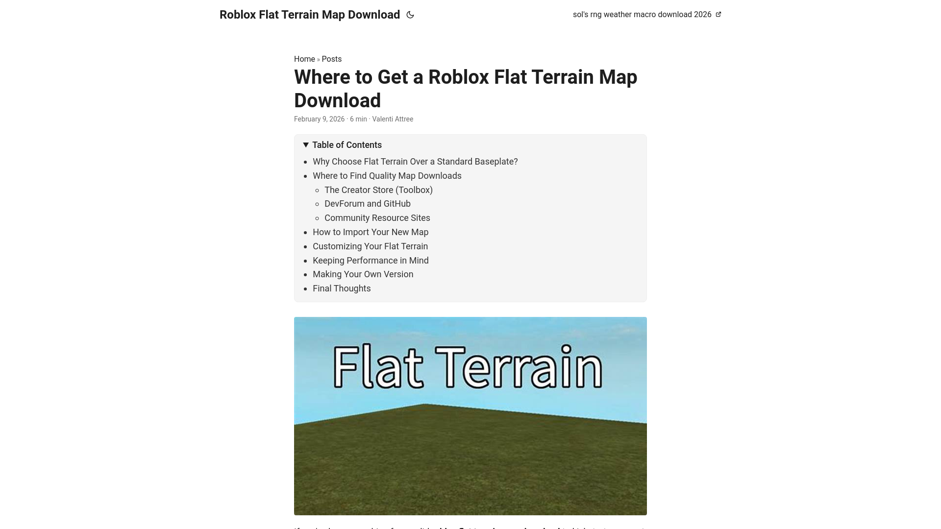 website screenshot of https://roblox-flat-terrain-map-download.pages.dev/