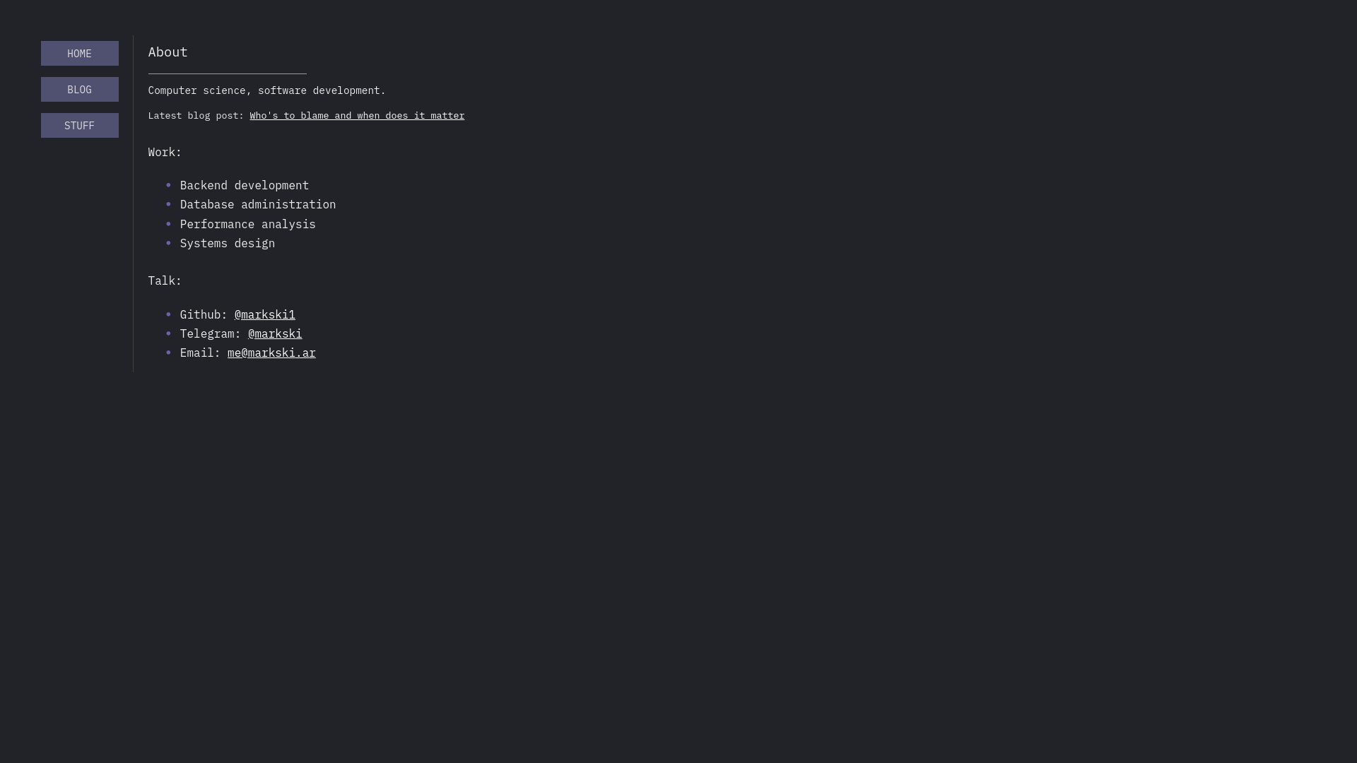 website screenshot of https://markski.ar/