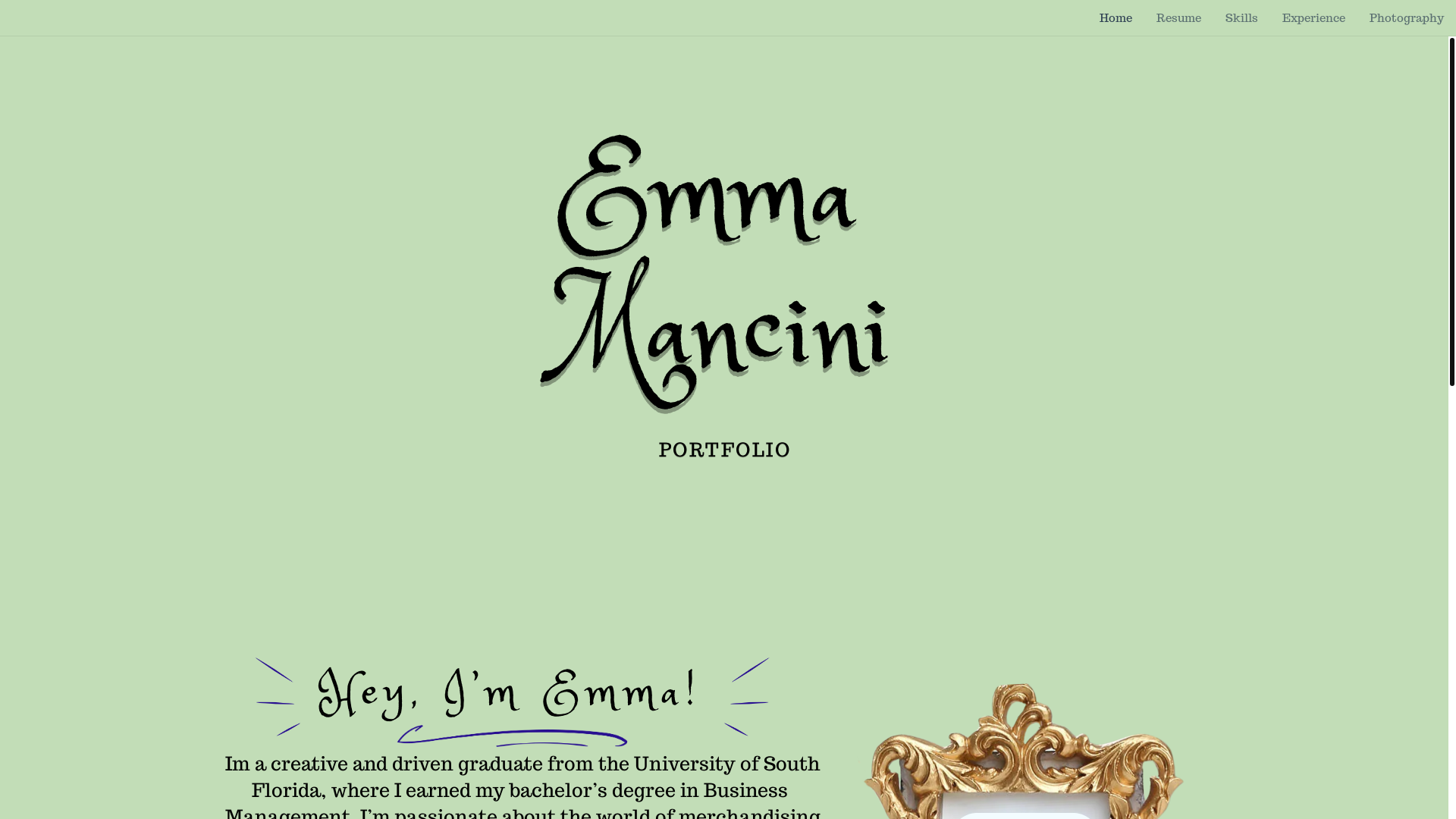 website screenshot of https://emmagracemancini.com/
