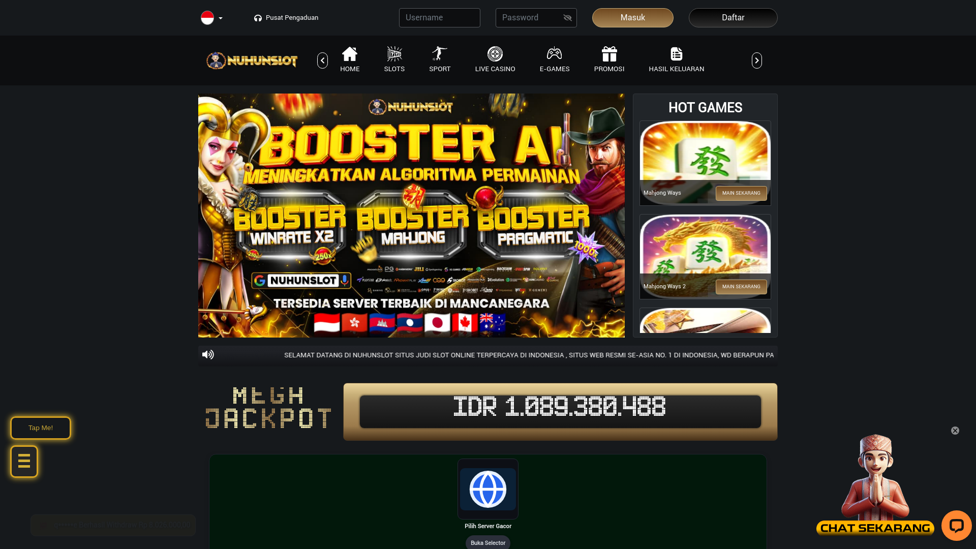 website screenshot of https://nuhunslotq.online/