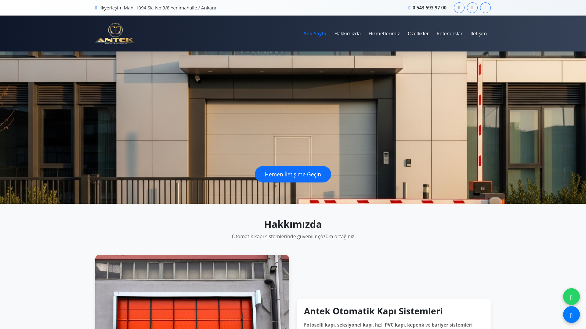 website screenshot of https://antekotomatikkapi.com.tr