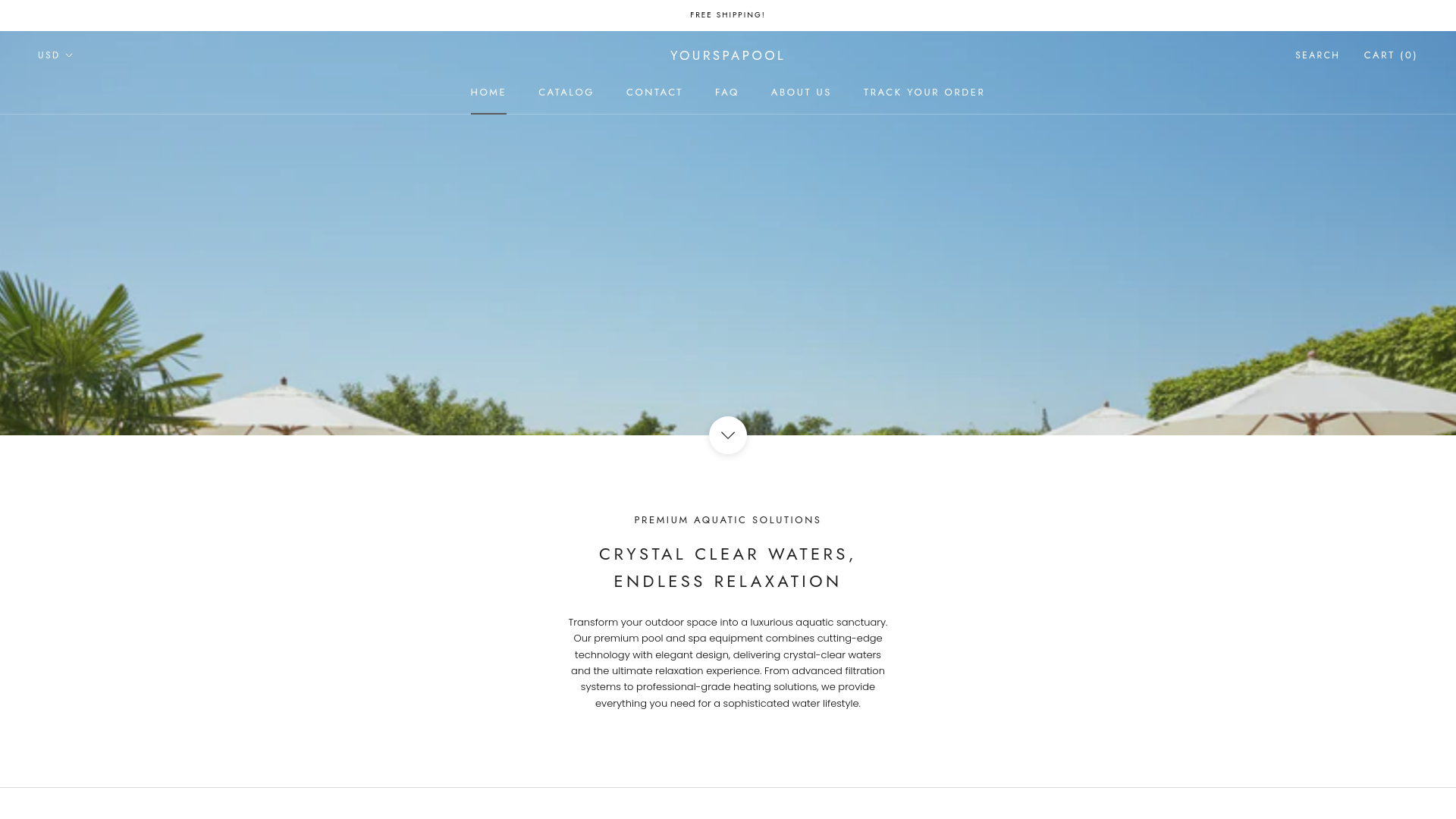 website screenshot of https://yourspapool.com/