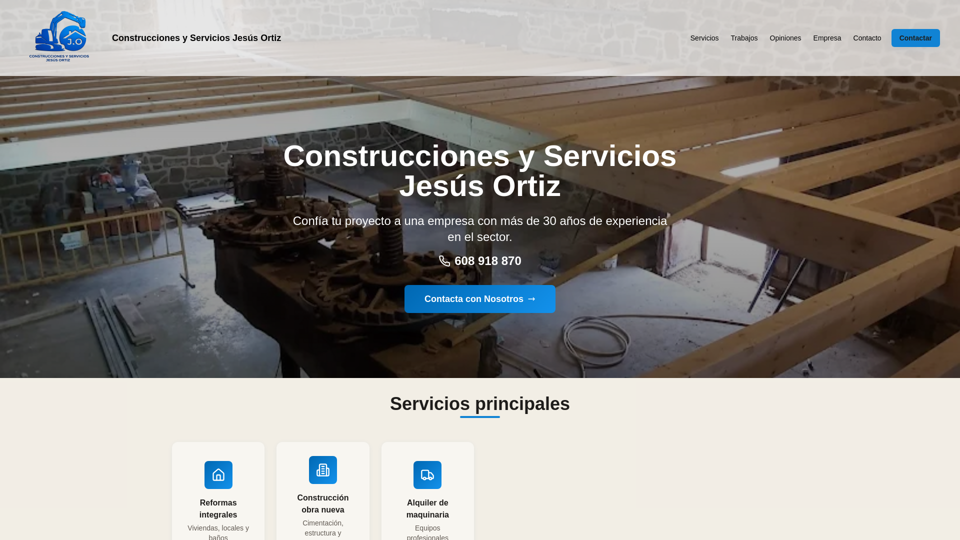 website screenshot of https://construccionesyserviciosortiz.com/