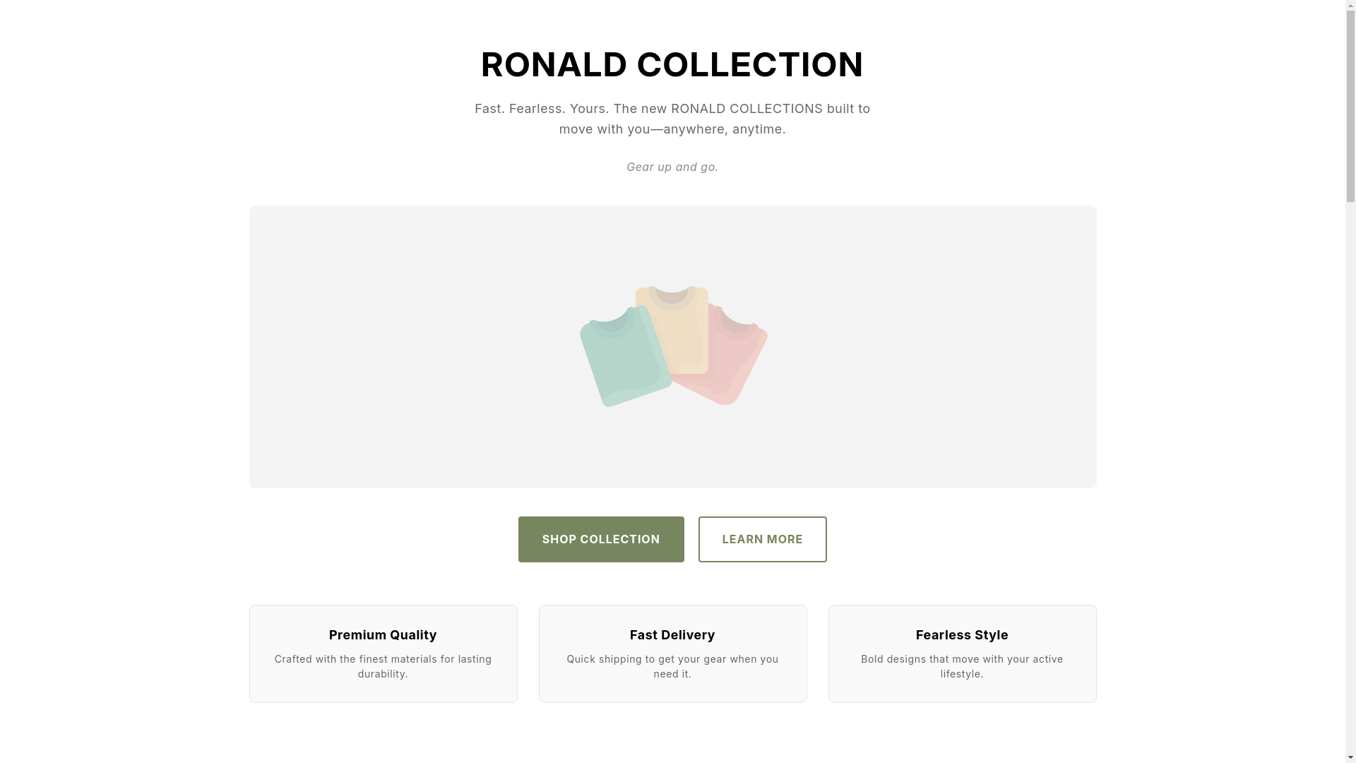 website screenshot of https://ronaldcollection.shop/