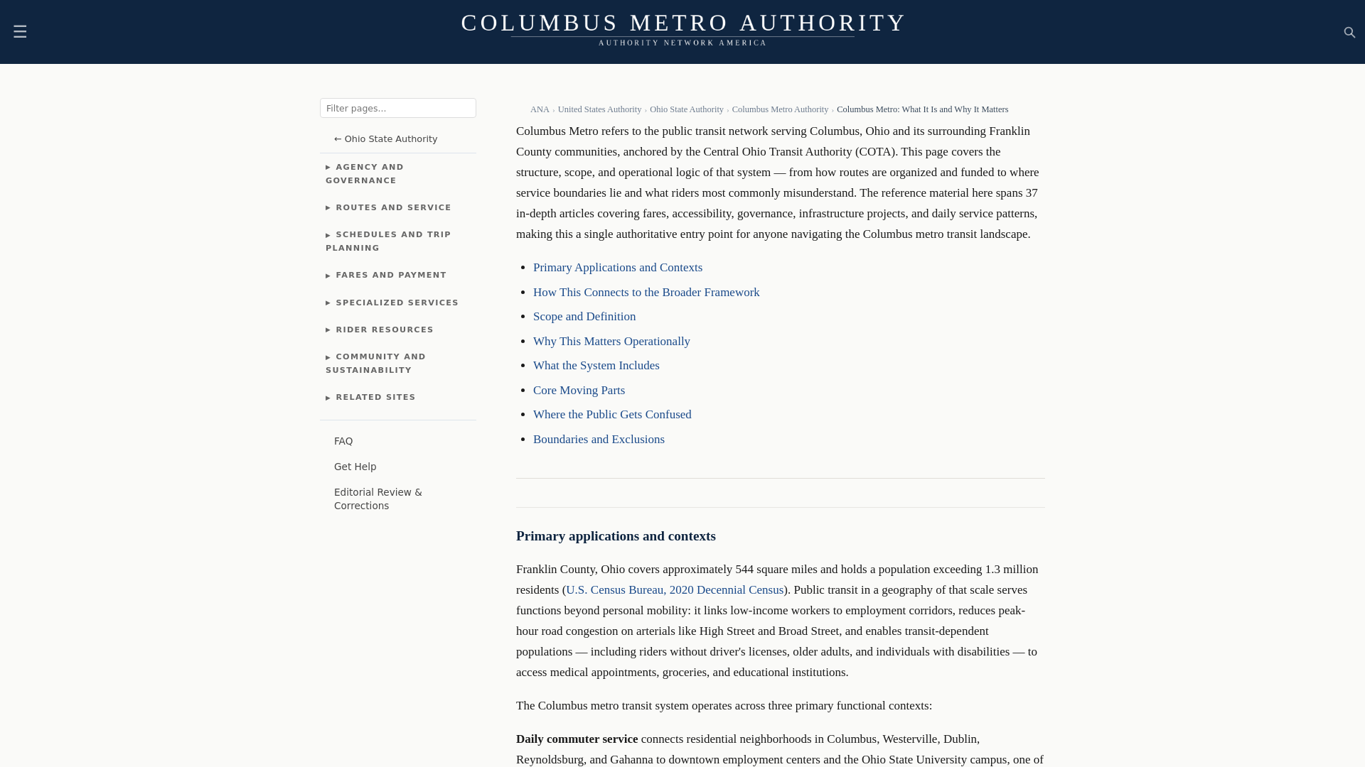website screenshot of https://columbusmetroauthority.com/
