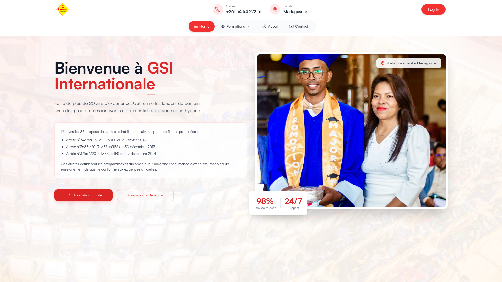 website screenshot of https://gsistudyinternational.mg/