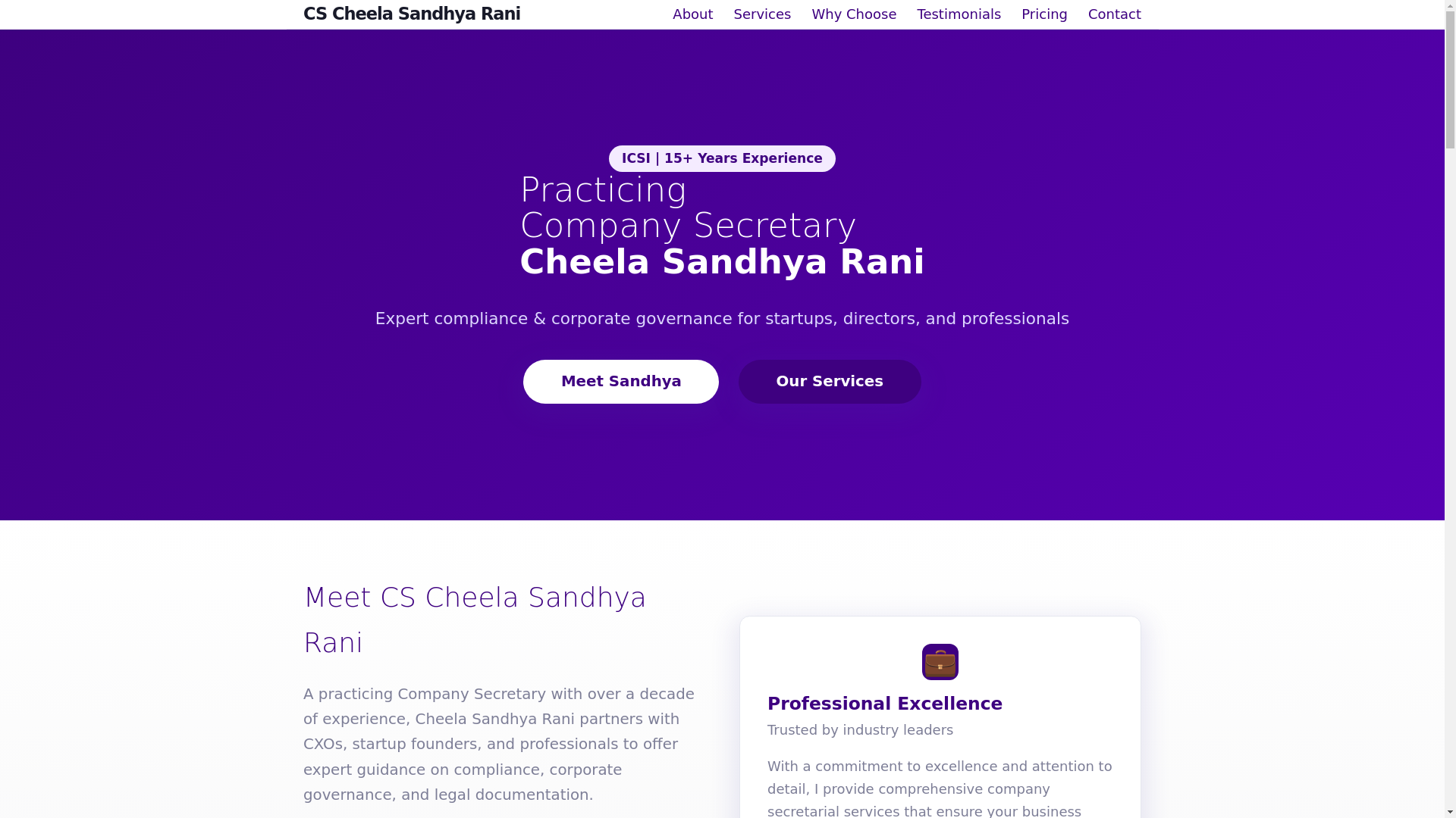 website screenshot of https://cheelasandhyarani.com/
