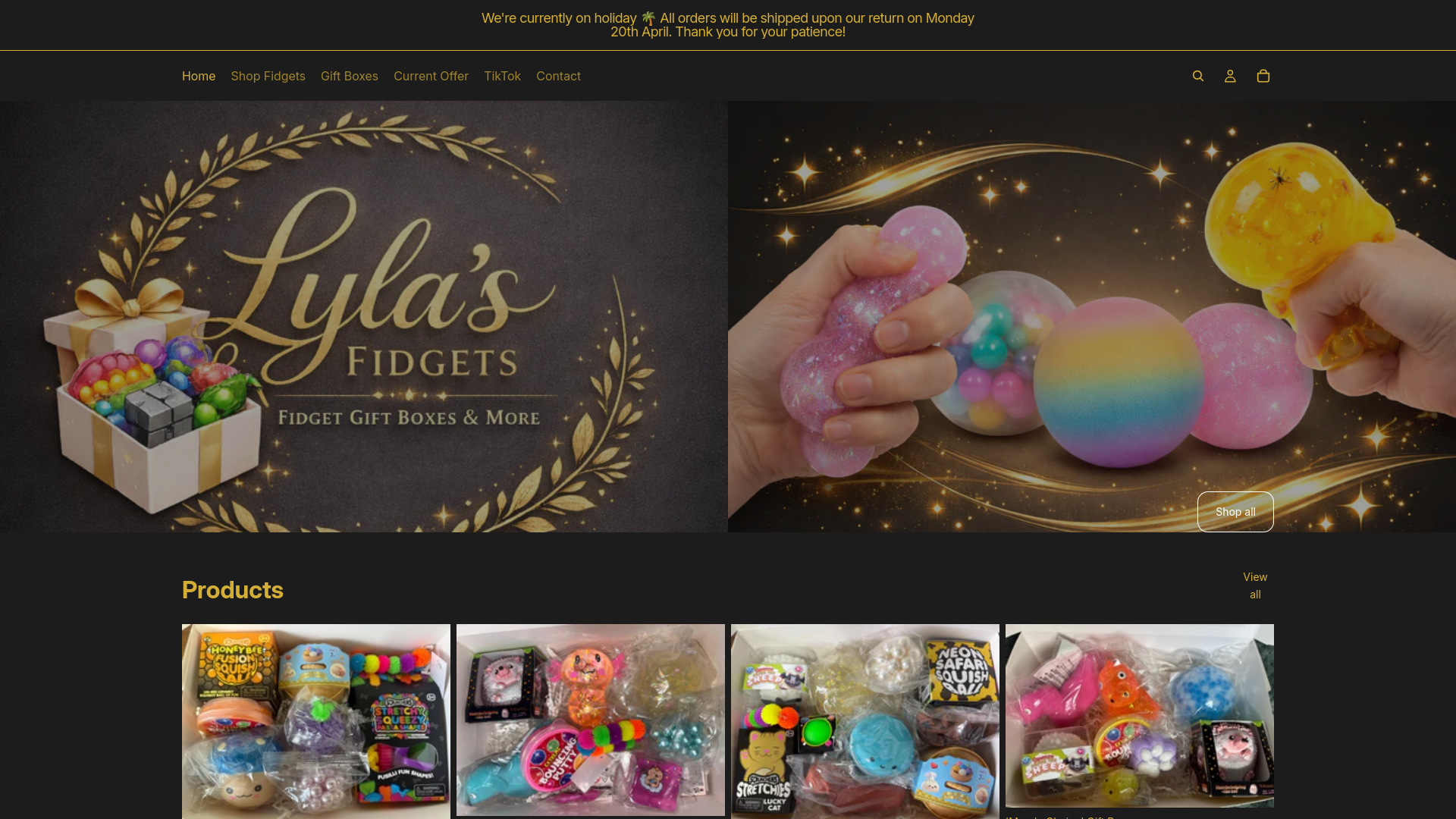 website screenshot of https://lylasfidgets.co.uk