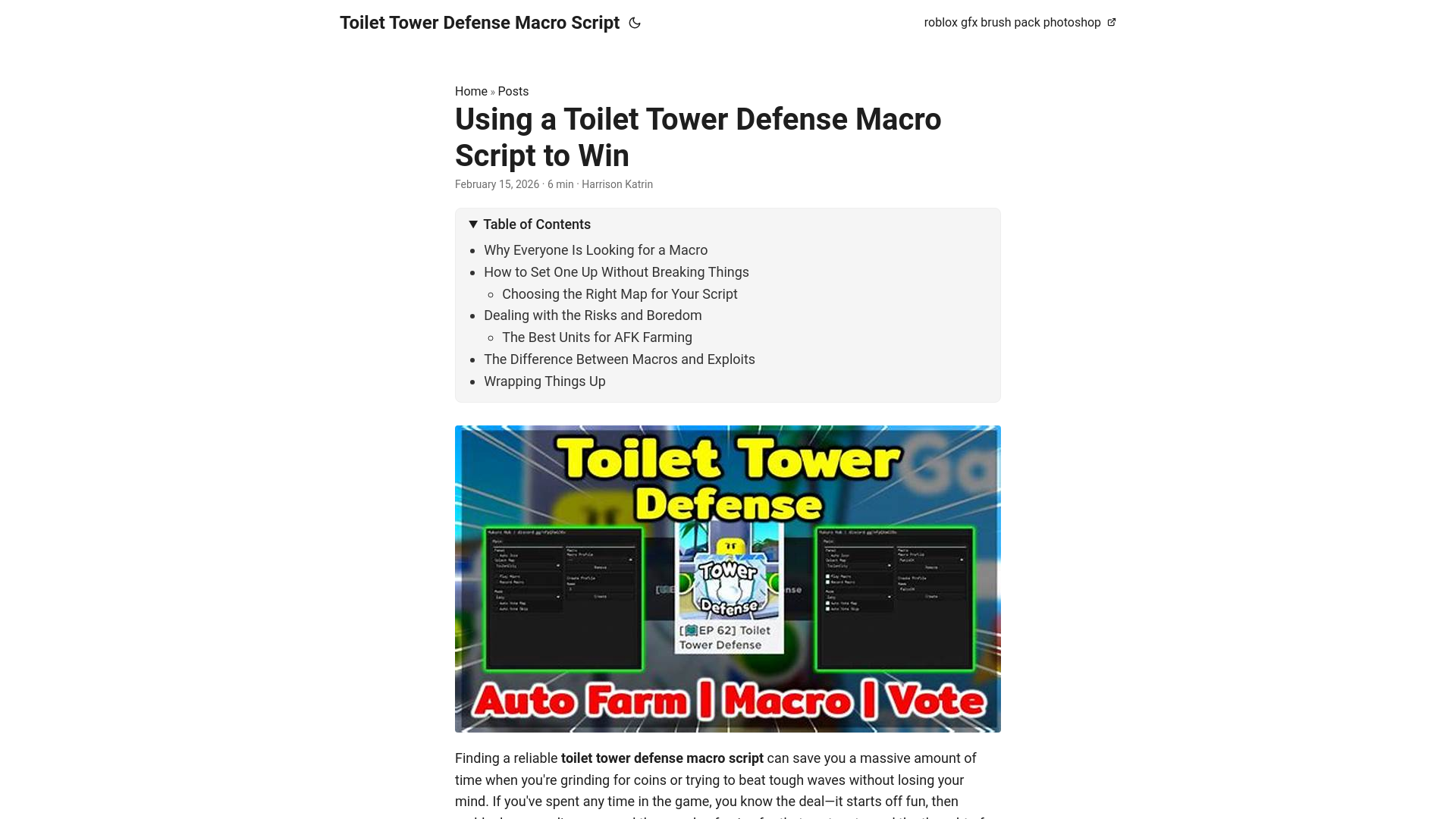 website screenshot of https://toilet-tower-defense-macro-script.pages.dev/