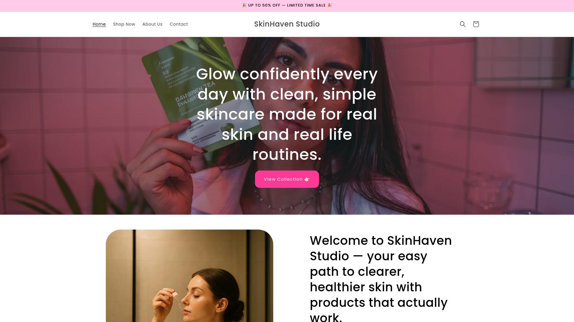 website screenshot of https://skinhavenstudio.net/