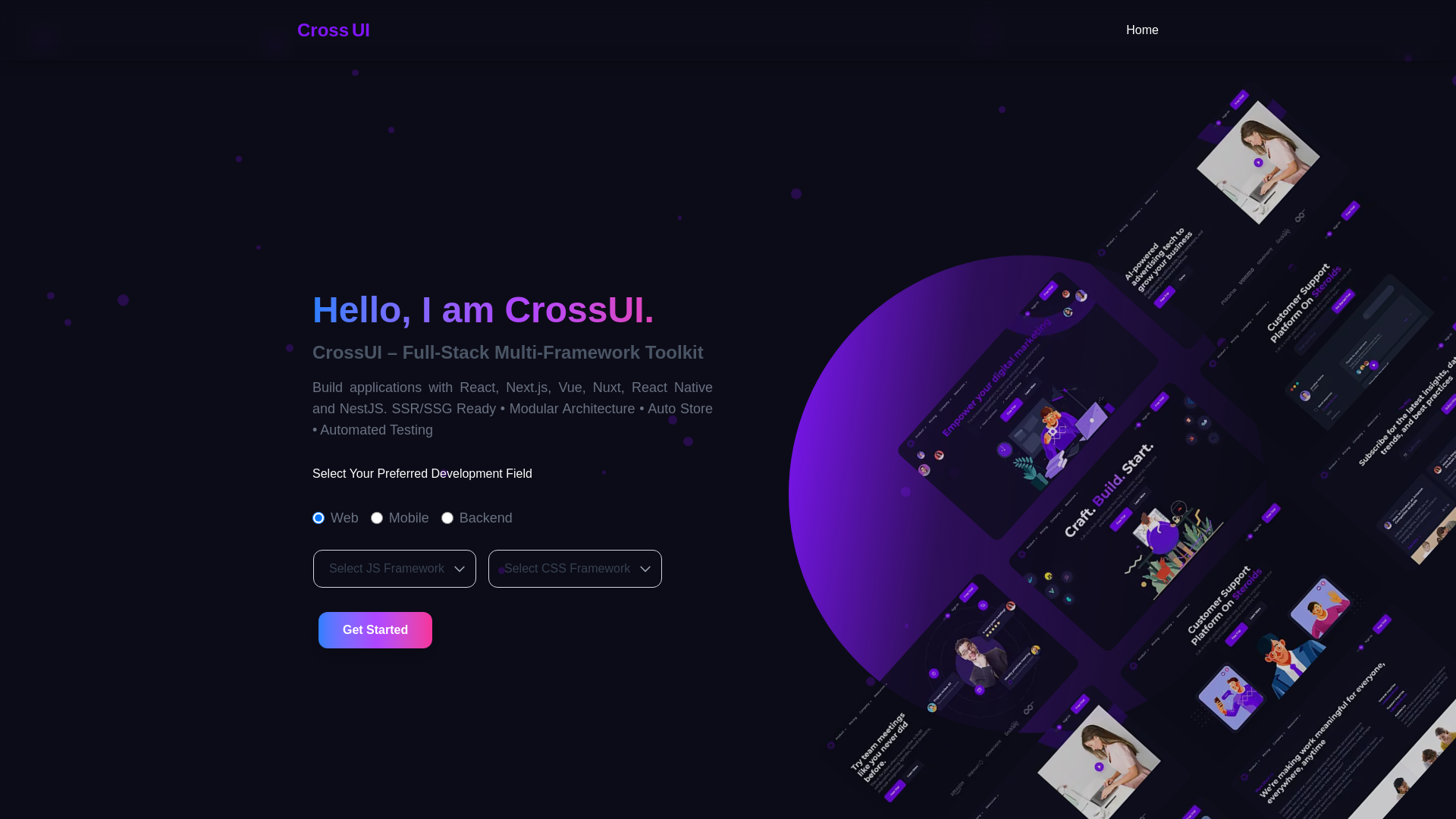 website screenshot of https://cross-ui.ir/