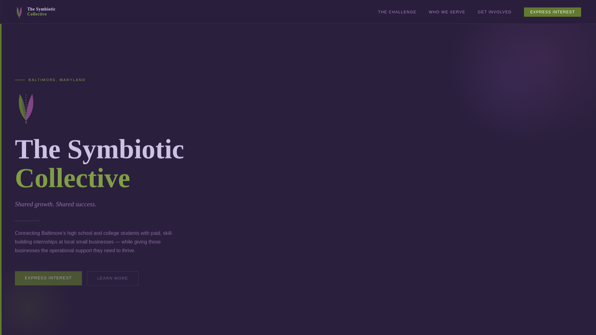 website screenshot of https://symbioticcollective.org