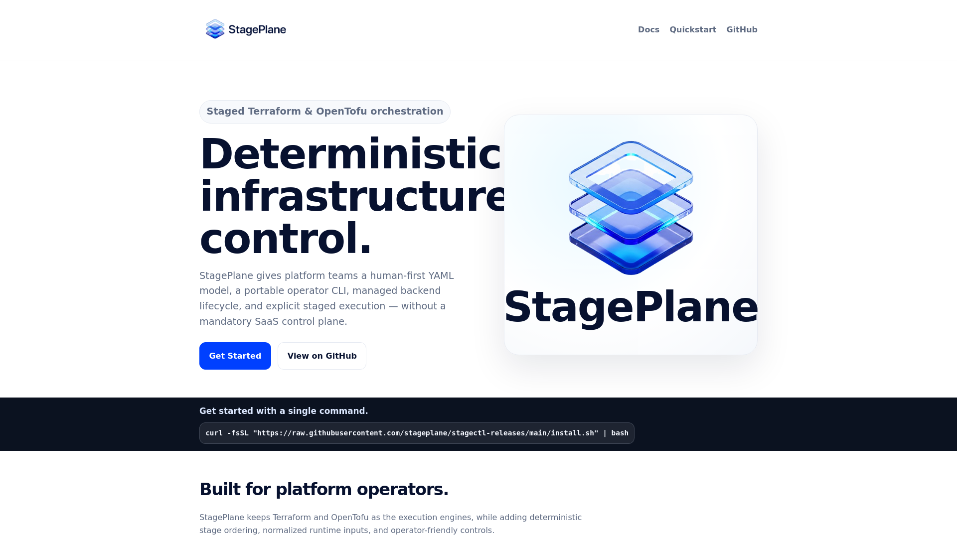 website screenshot of https://stageplane.io