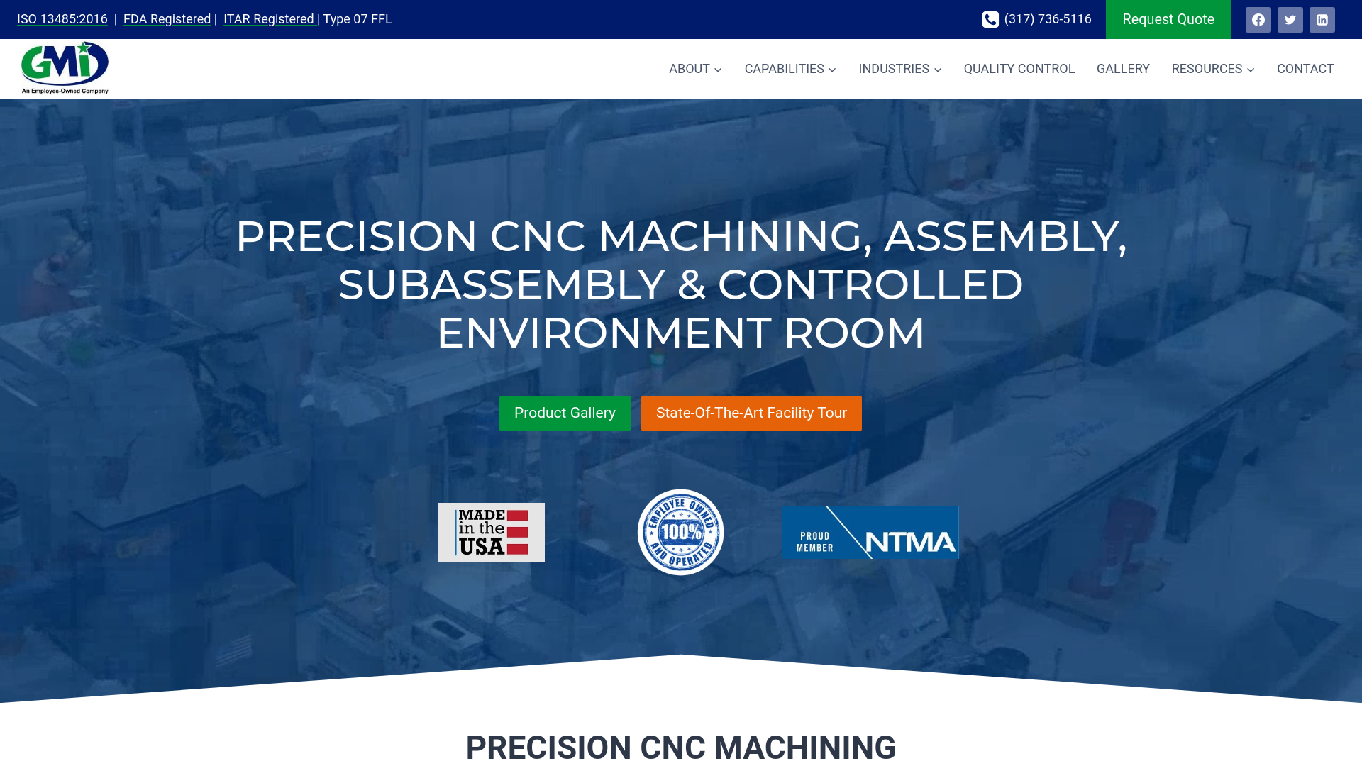 website screenshot of https://gmicorp.com/