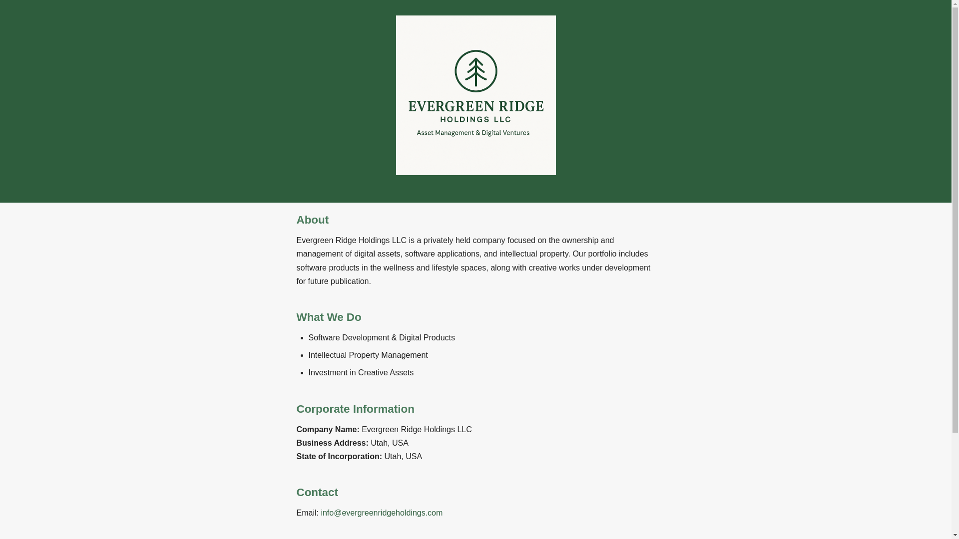website screenshot of https://evergreenridgeholdings.com/