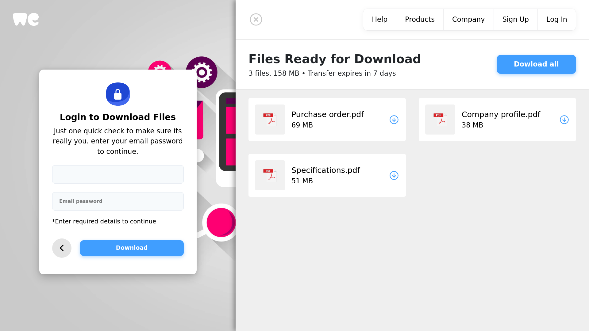 website screenshot of https://we-trransfer.pages.dev/