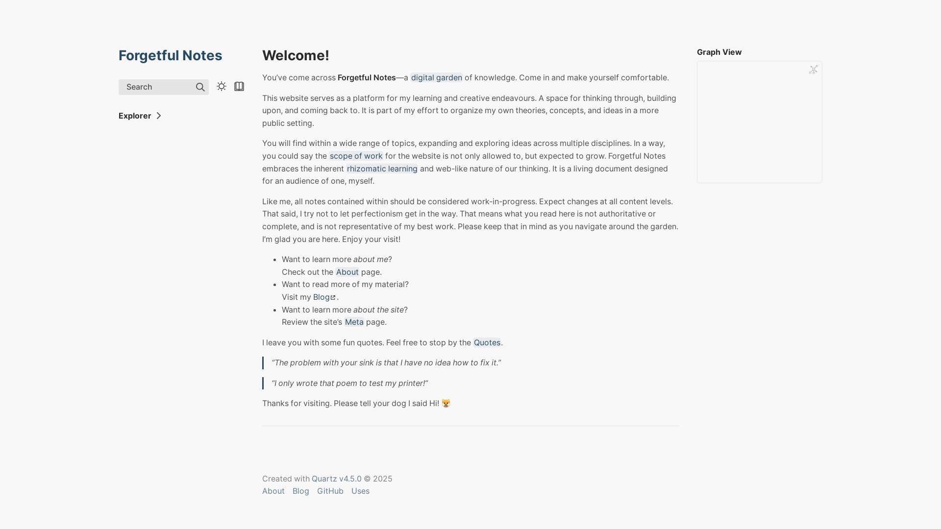 website screenshot of https://forgetfulnotes.com/