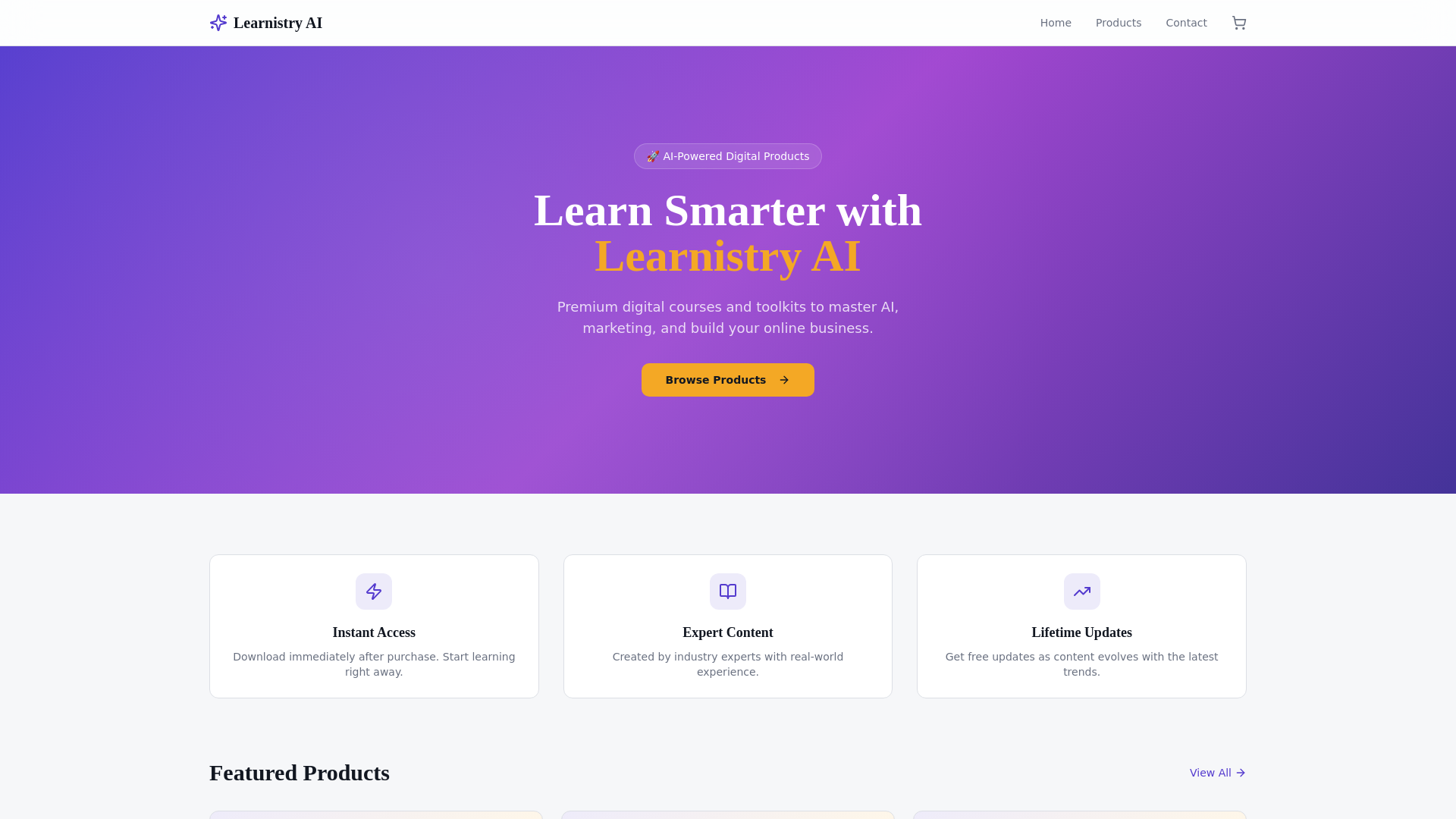 website screenshot of https://learnistryai.com/