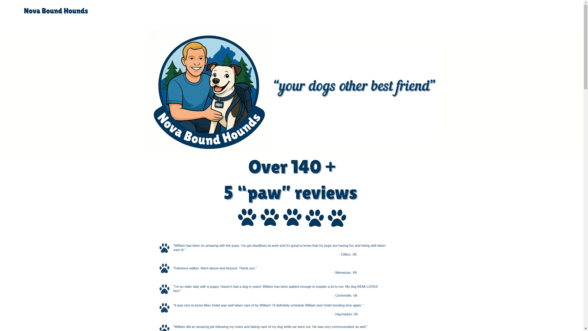 website screenshot of https://novaboundhounds.com/