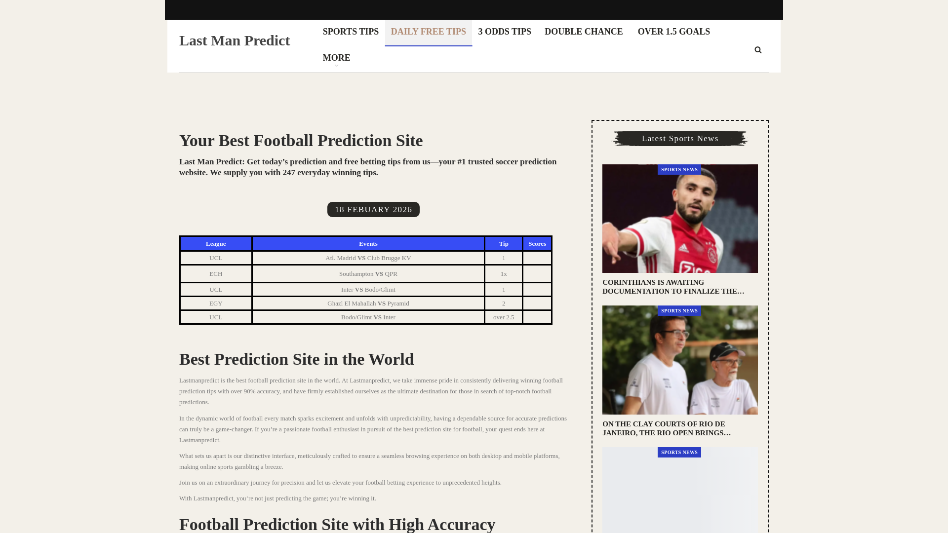 website screenshot of https://lastmanpredict.com/