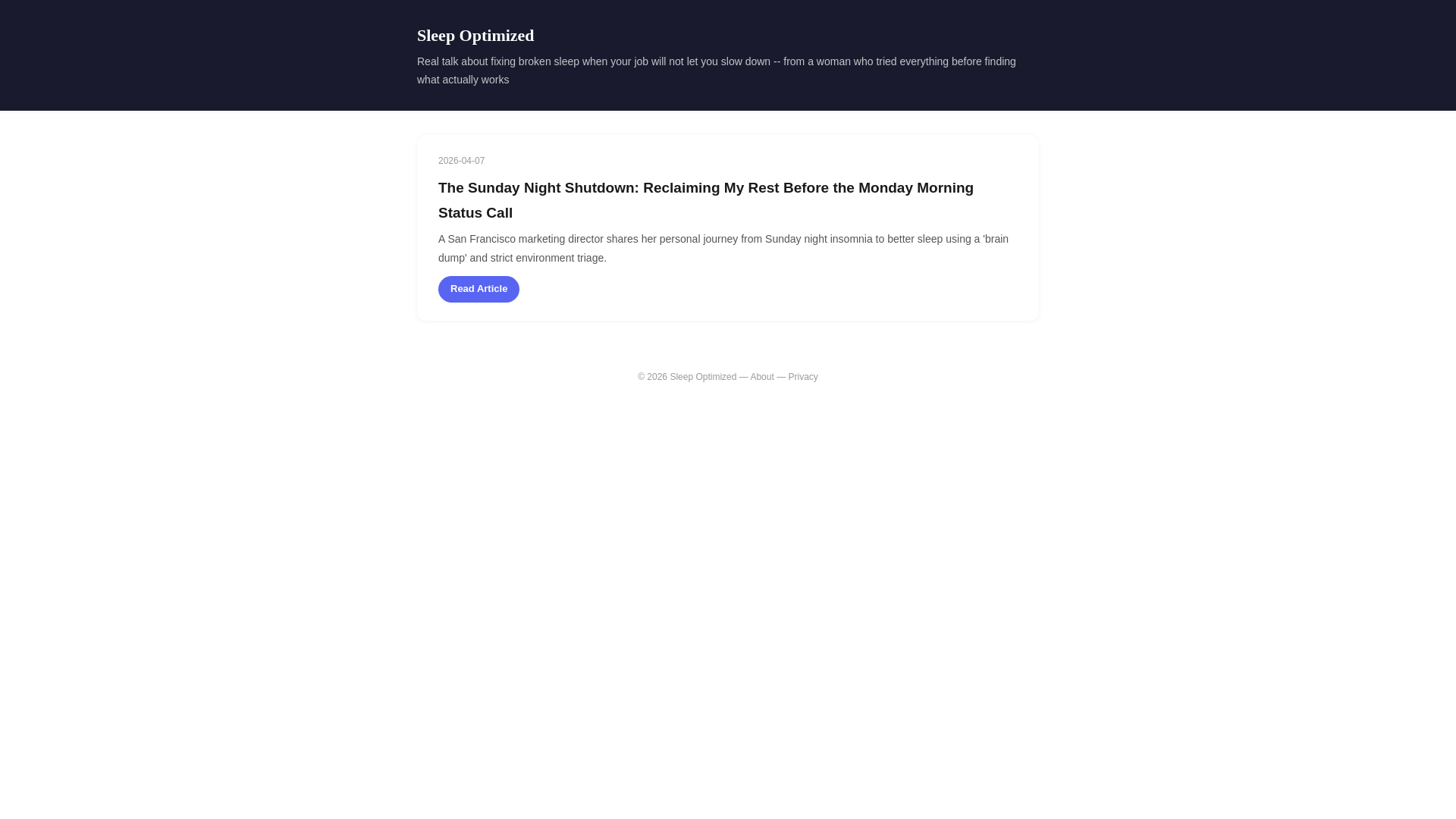 website screenshot of https://sleep-optimized-8w3.pages.dev/