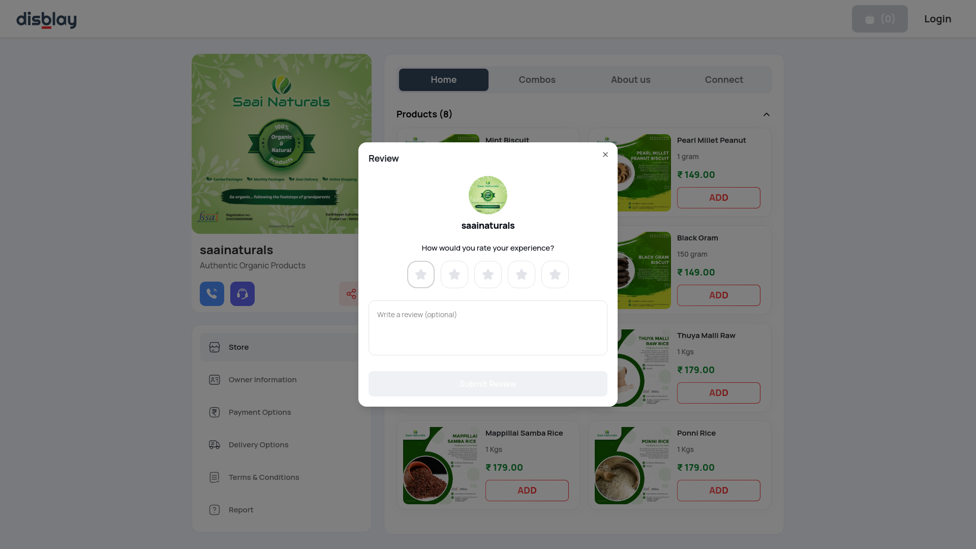 website screenshot of https://saainaturals.in/