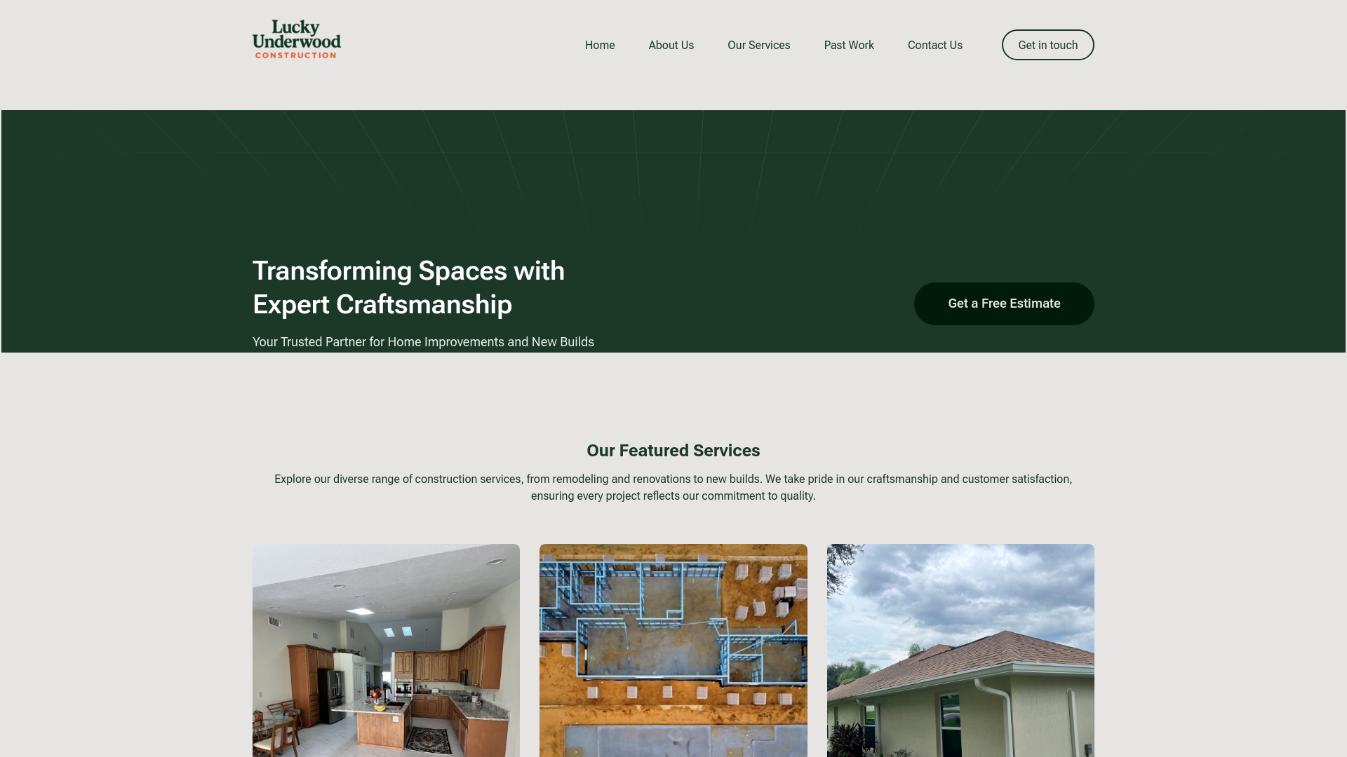 website screenshot of https://luckyunderwoodconstruction.com/