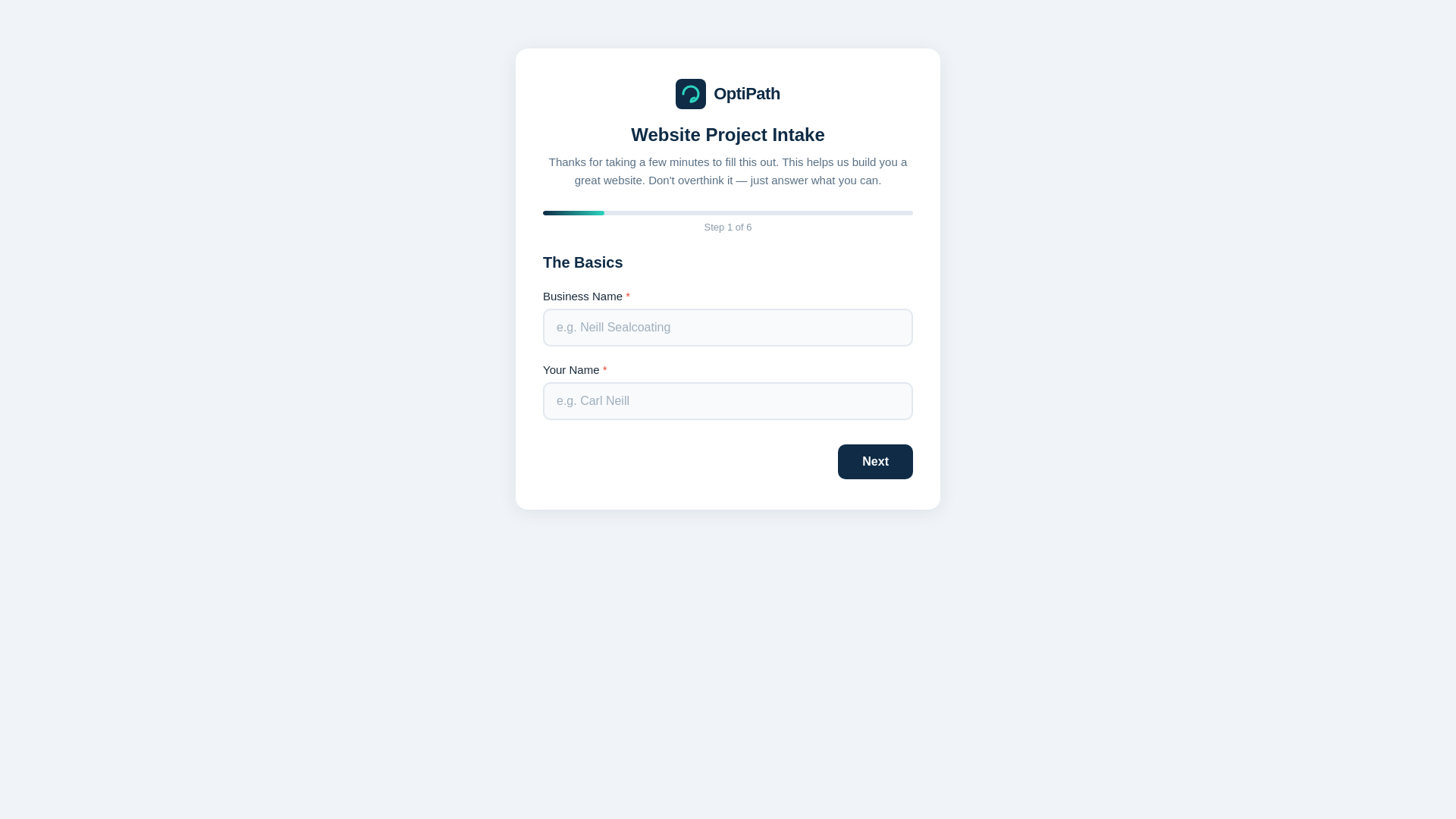 website screenshot of https://intake-form-84r.pages.dev/