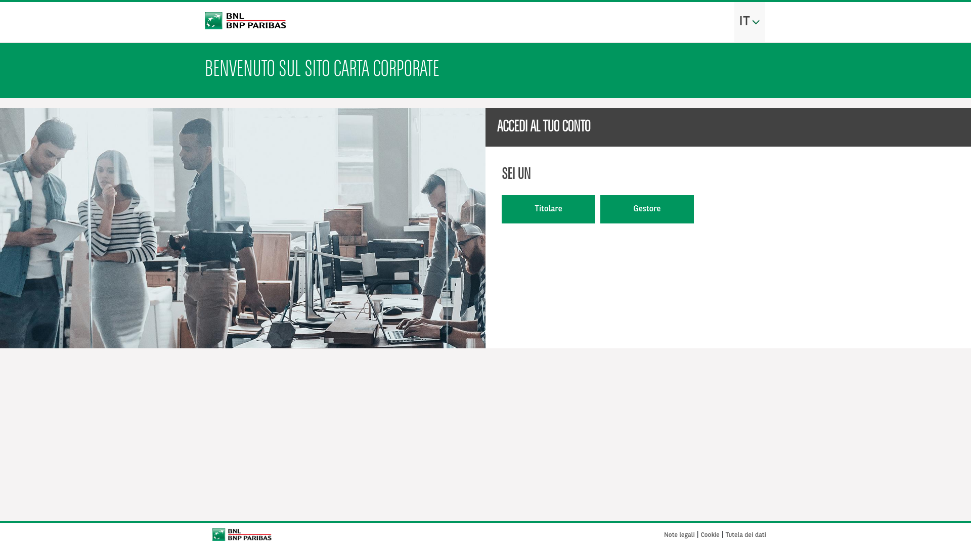 website screenshot of https://corporatecard.bnl.bnpparibas/