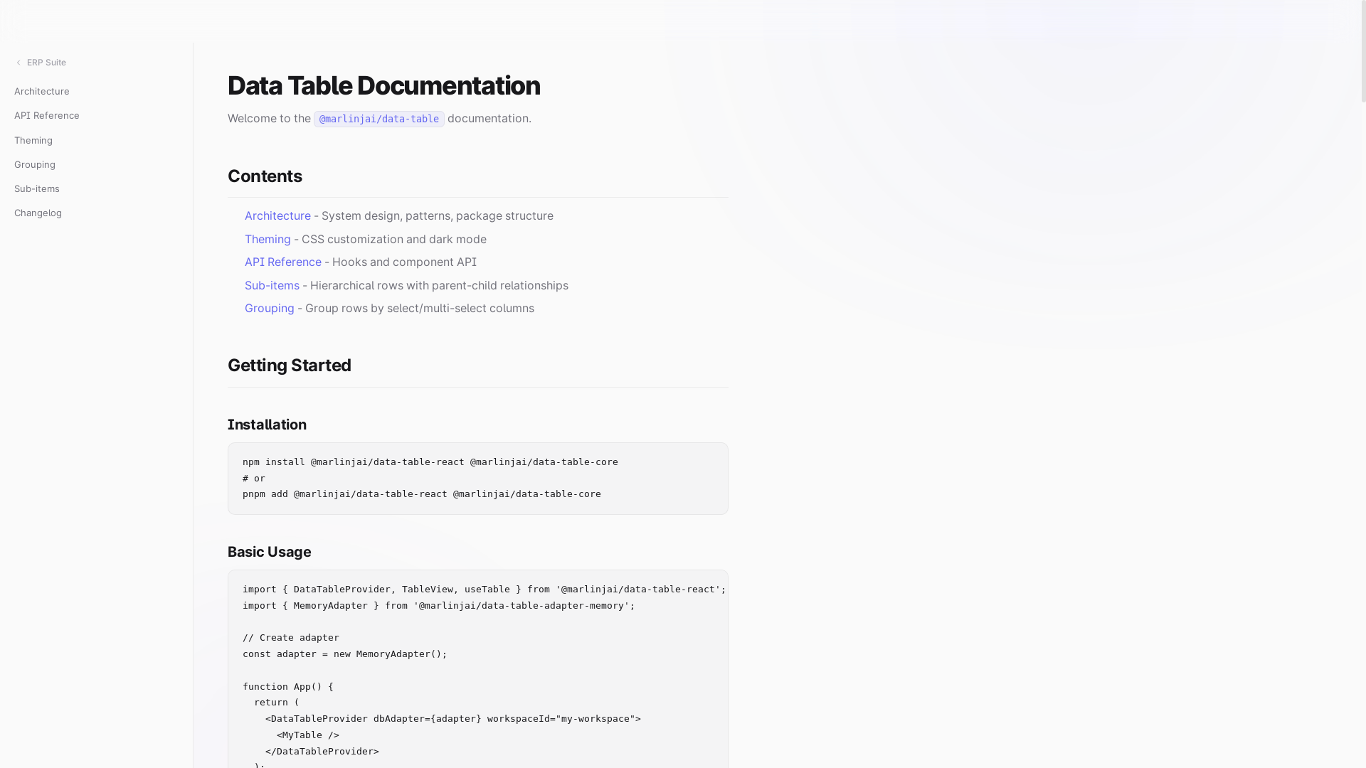 website screenshot of https://data-table-docs.pages.dev/