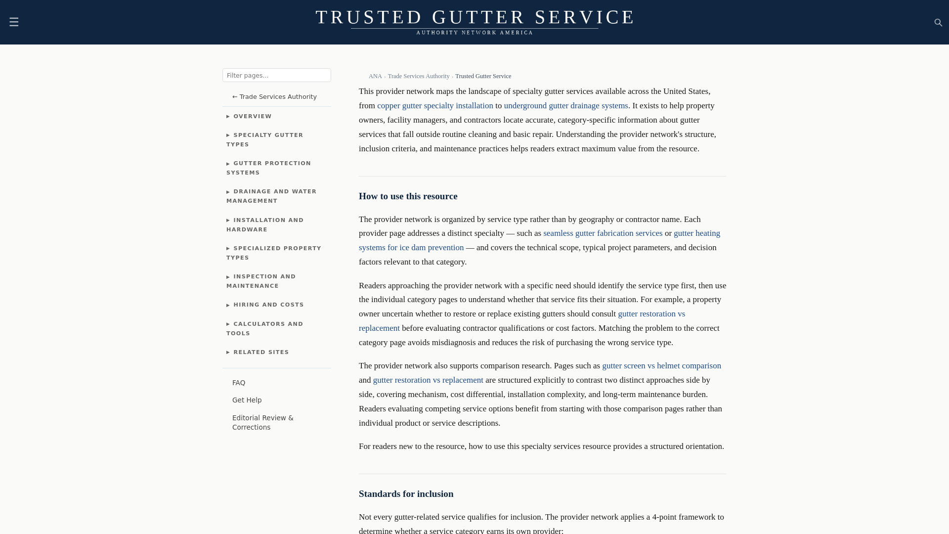 website screenshot of https://trustedgutterservice.com