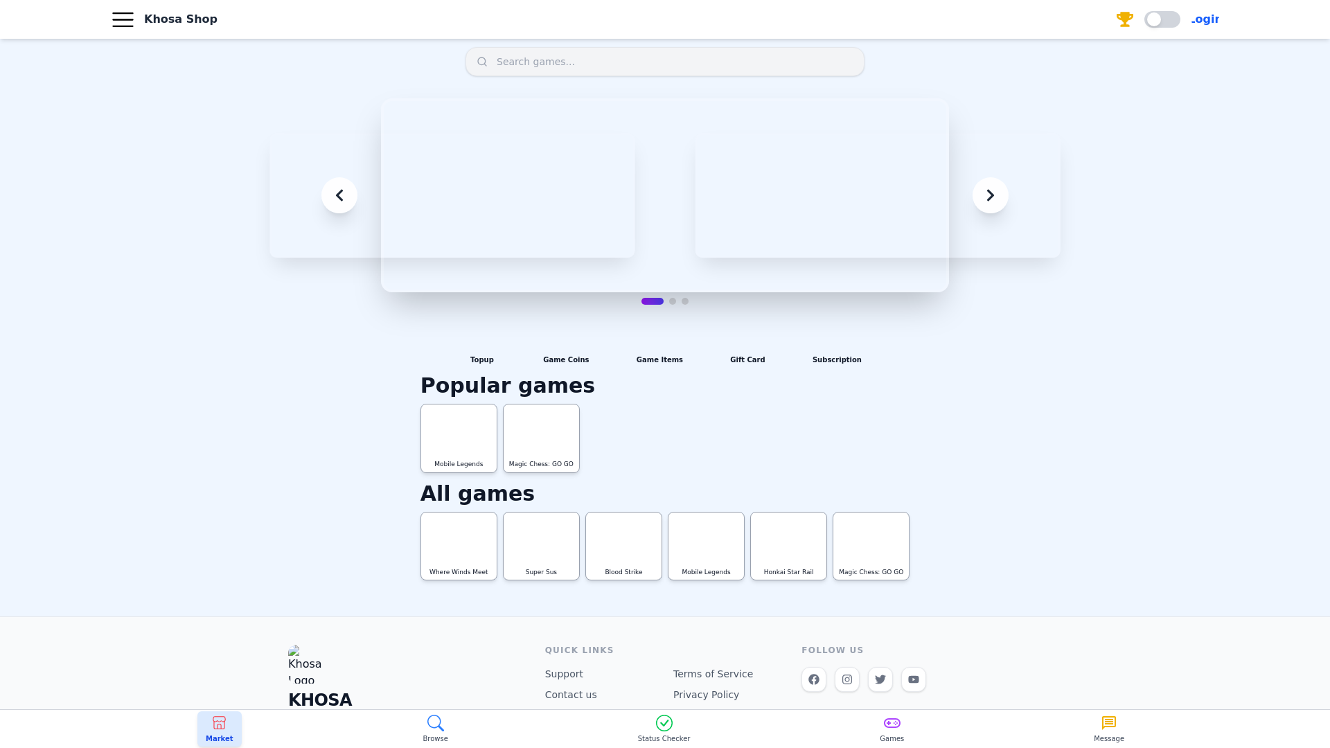 website screenshot of https://khosastore.com/