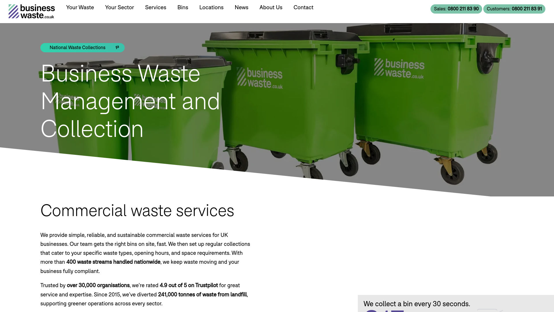 website screenshot of https://businesswastedeck.com/