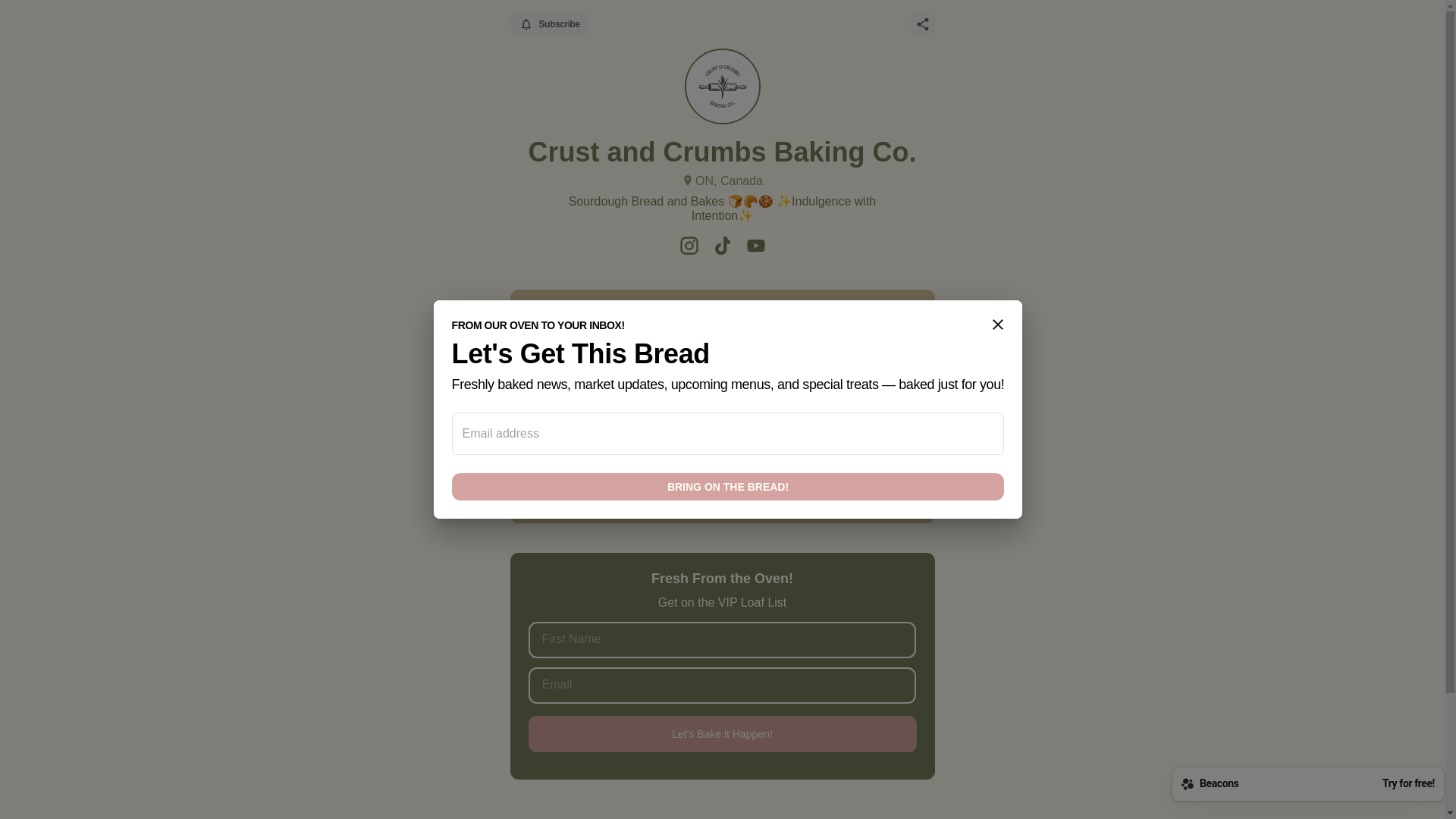 website screenshot of https://crustandcrumbsbakingco.com/