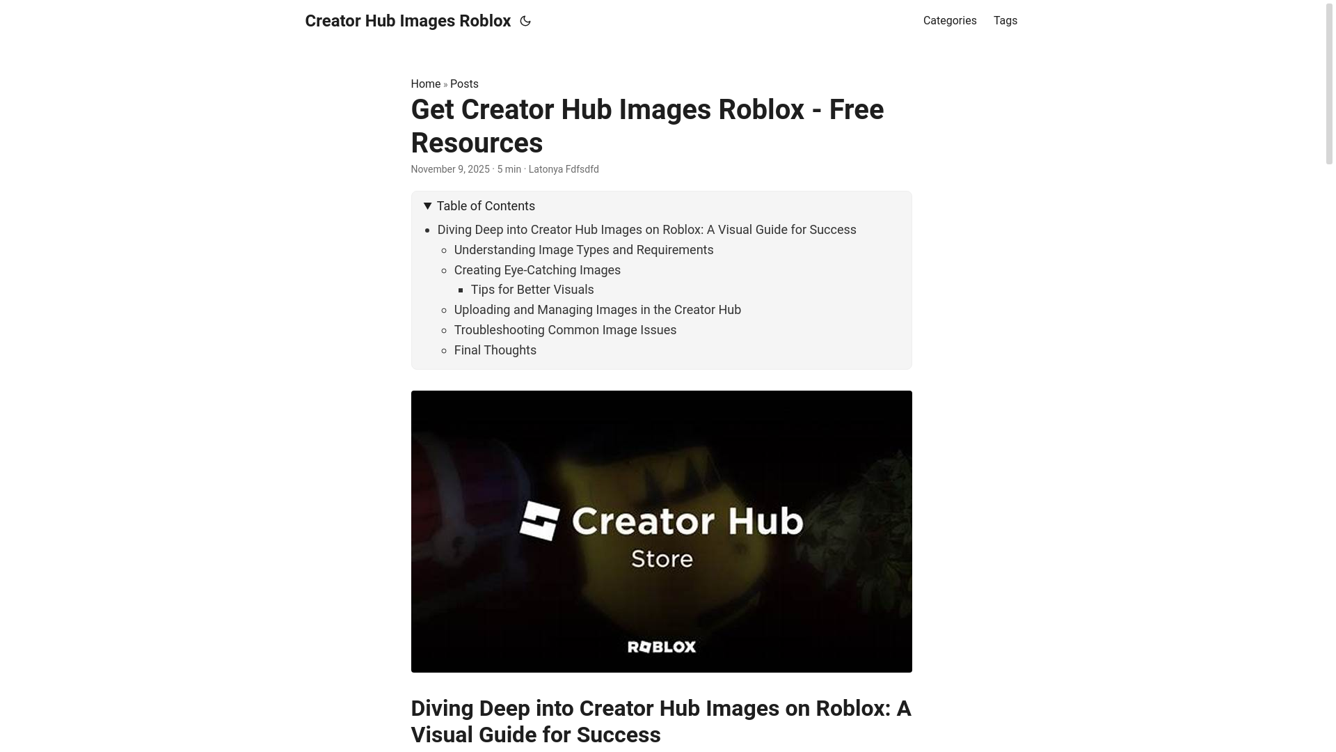 website screenshot of https://creator-hub-images-roblox.pages.dev/