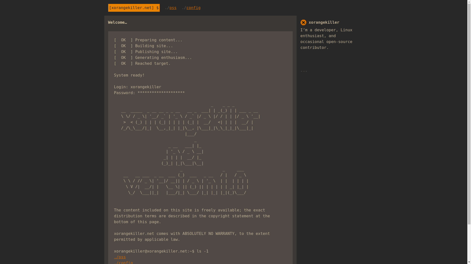 website screenshot of https://xorangekiller.pages.dev/