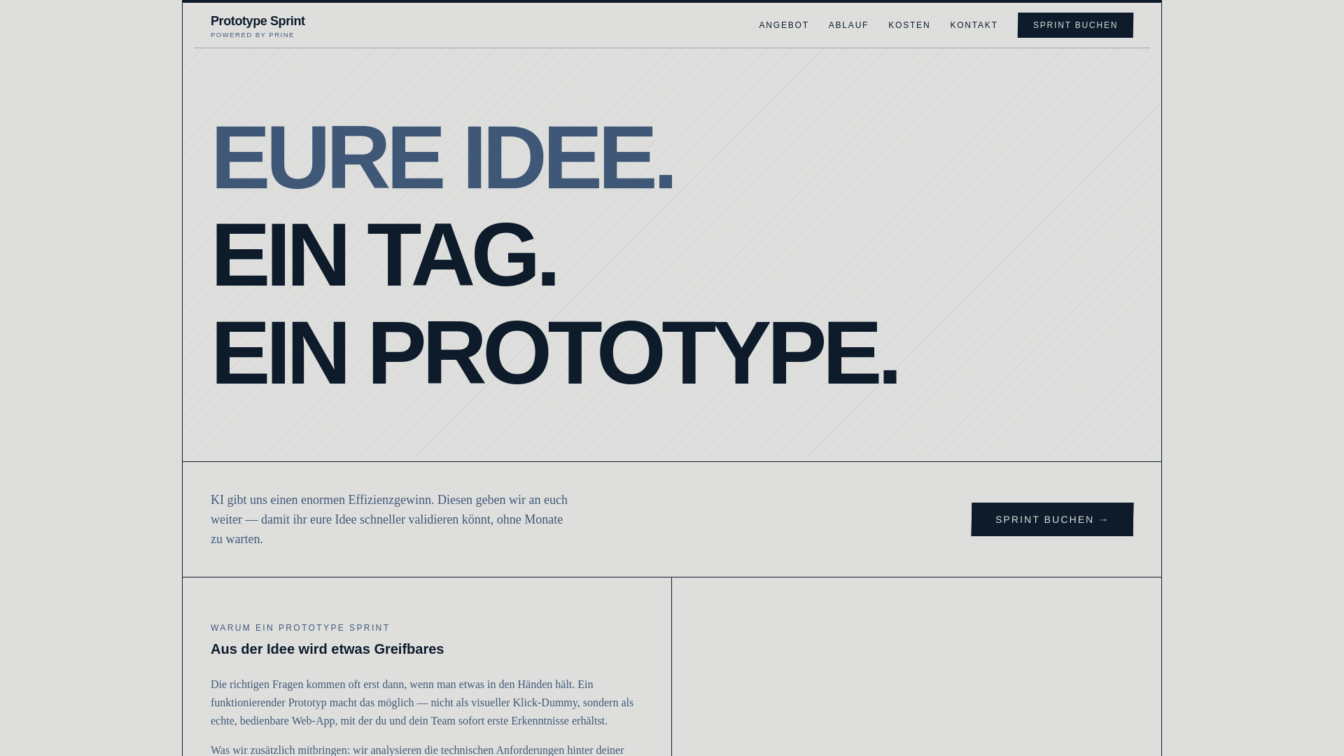 website screenshot of https://prototype-sprint.ch