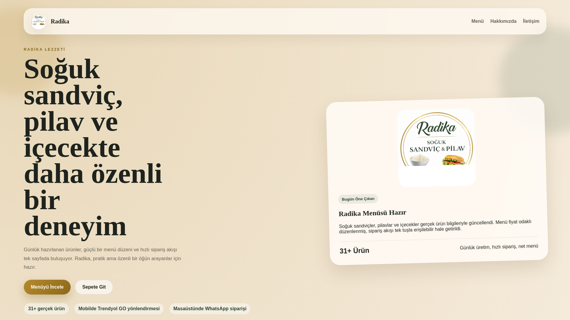 website screenshot of https://radikasoguksandvicpilav.com/