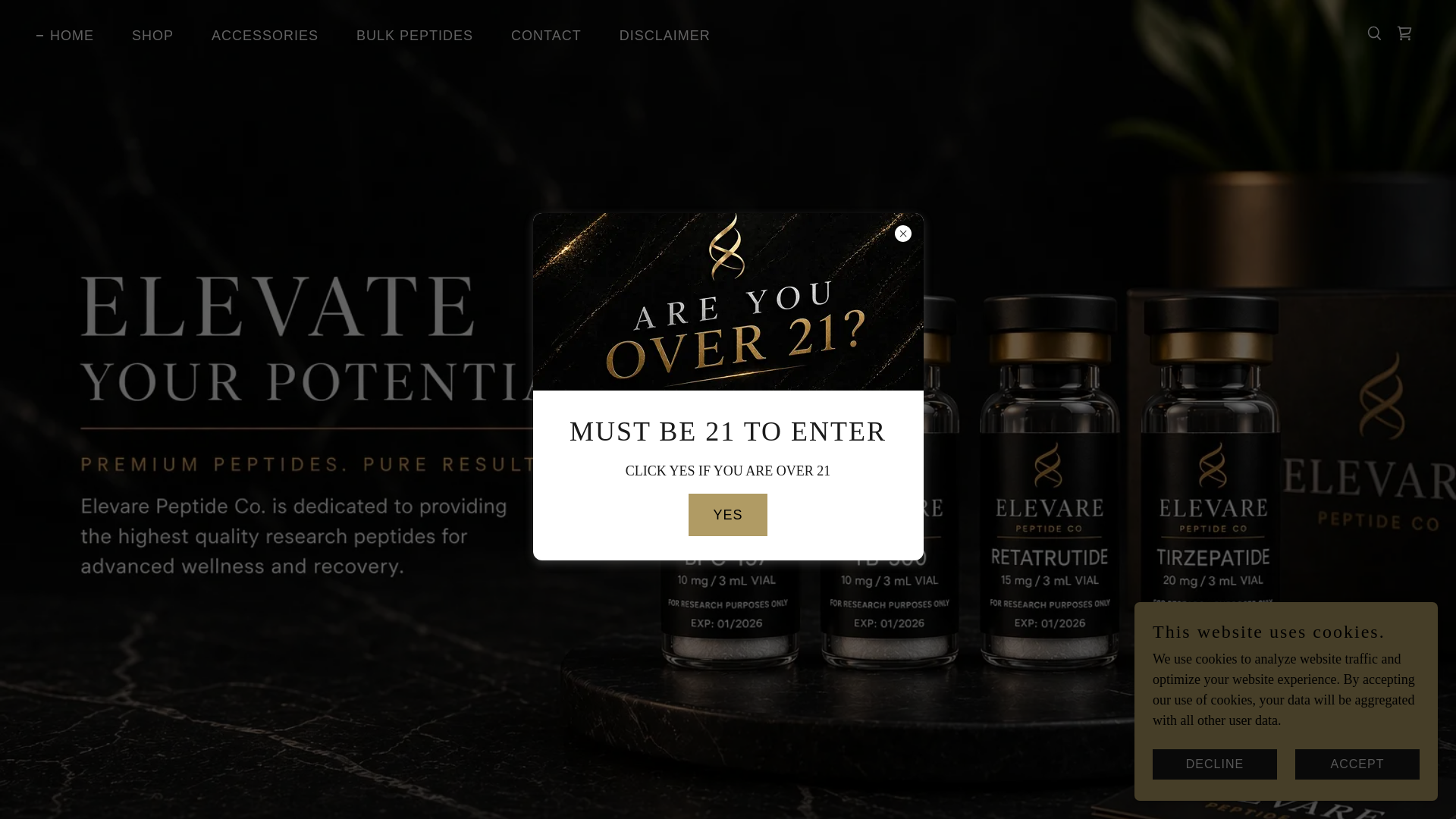 website screenshot of https://elevarepeptide.net/