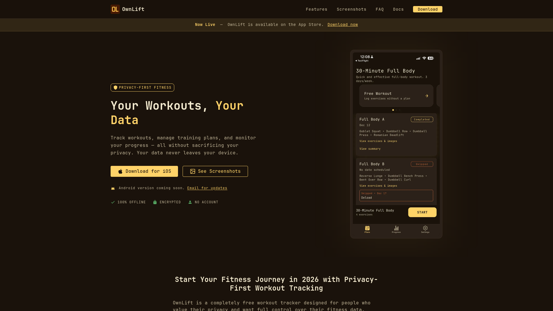 website screenshot of https://ownlift-website.pages.dev/