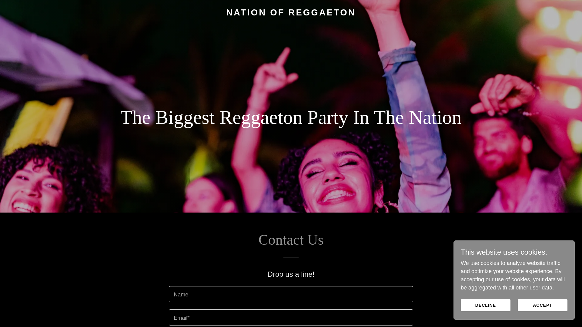 website screenshot of https://nationofreggaeton.com