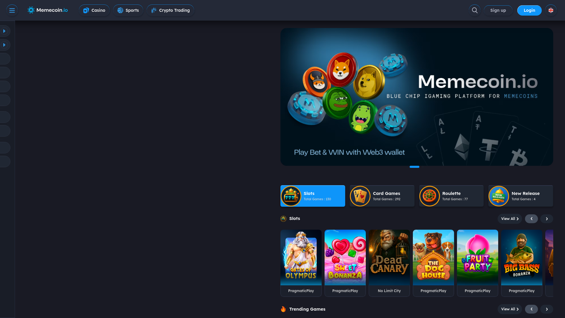 website screenshot of https://memecoin.io/