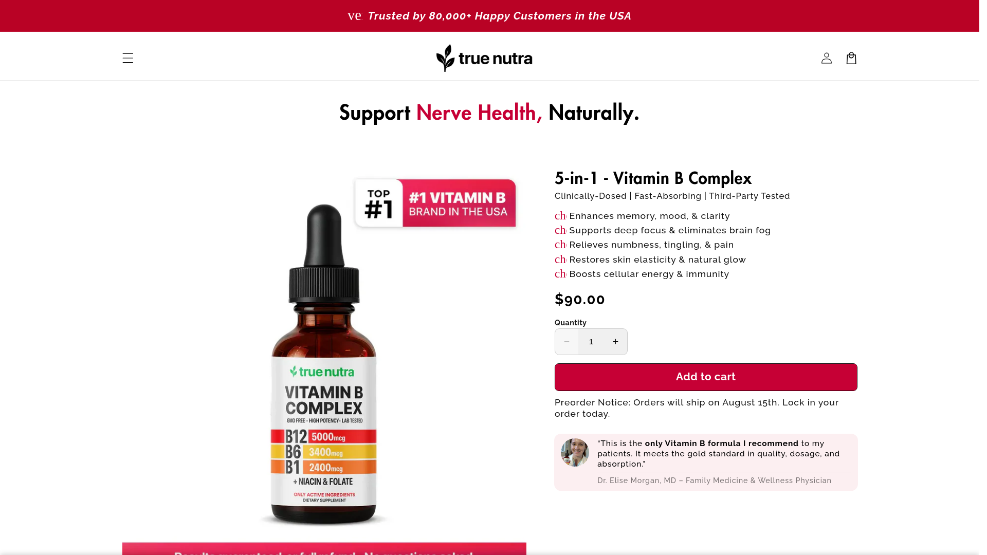 website screenshot of https://truenutrasupply.com/