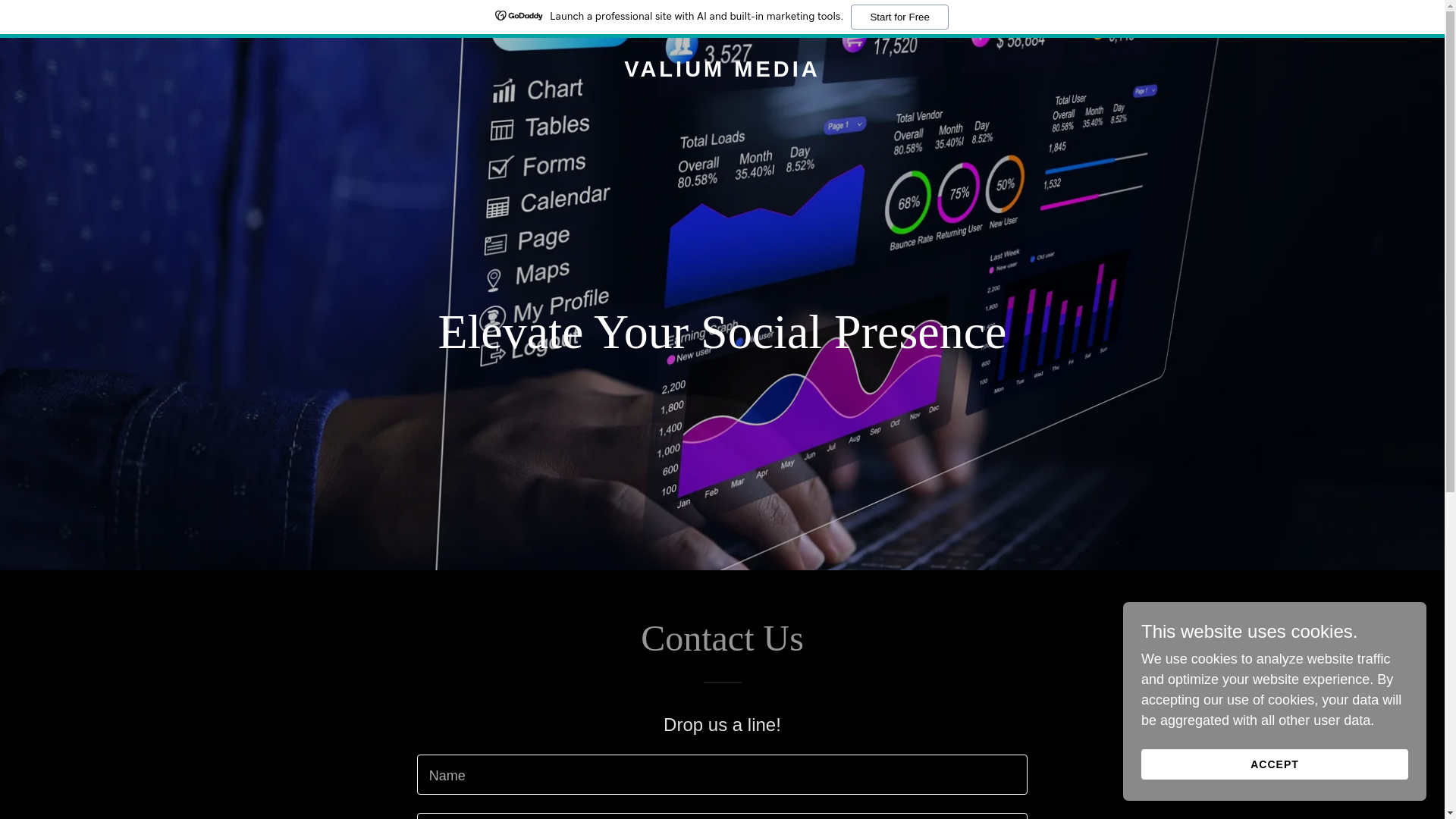 website screenshot of https://valiummedia.com/