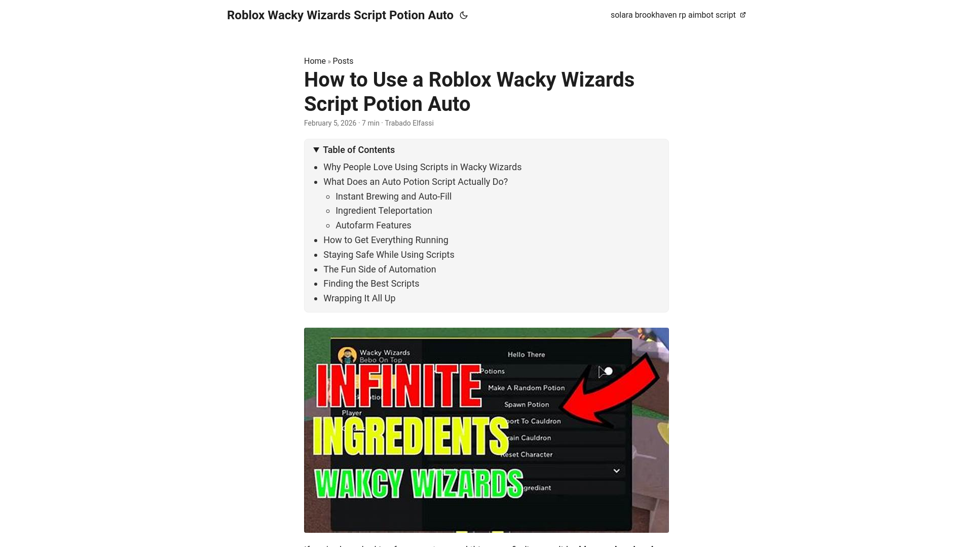 website screenshot of https://roblox-wacky-wizards-script-potion-auto.pages.dev/